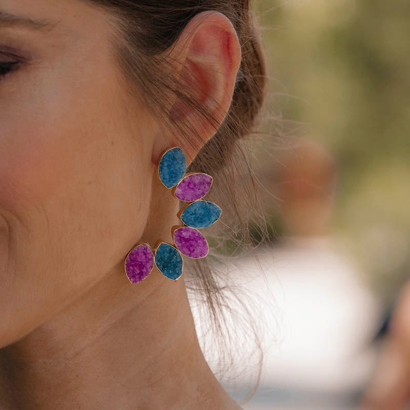 Pendientes Boreal Fucsia mo y Turquesa