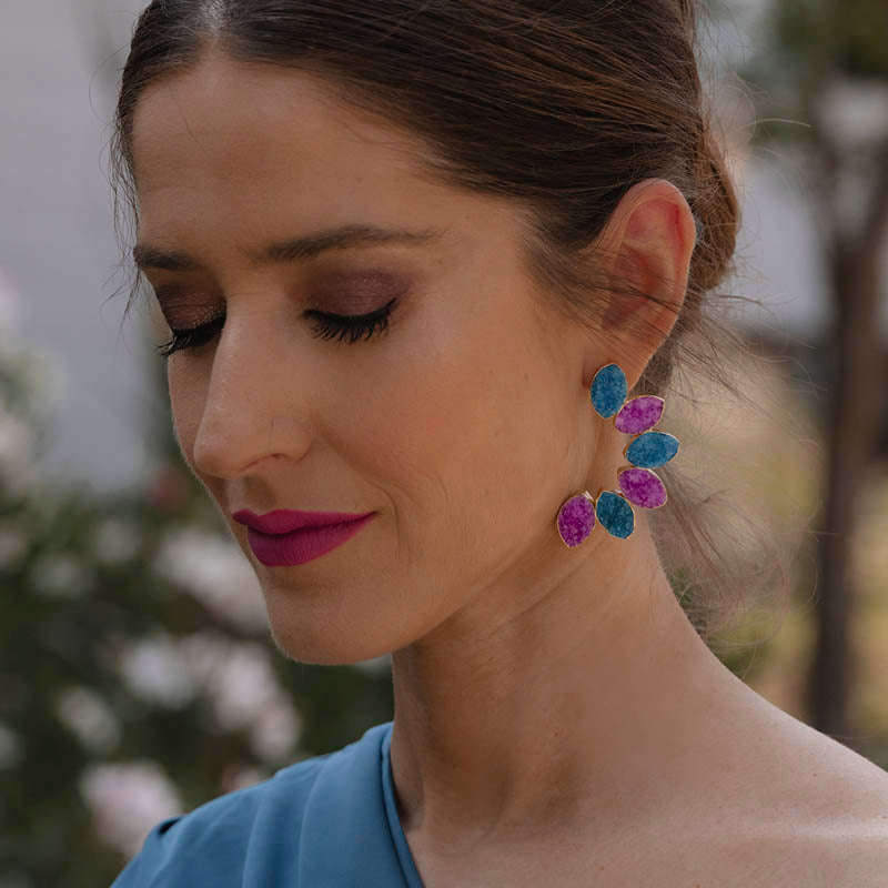 Pendientes Boreal Fucsia mo y Turquesa