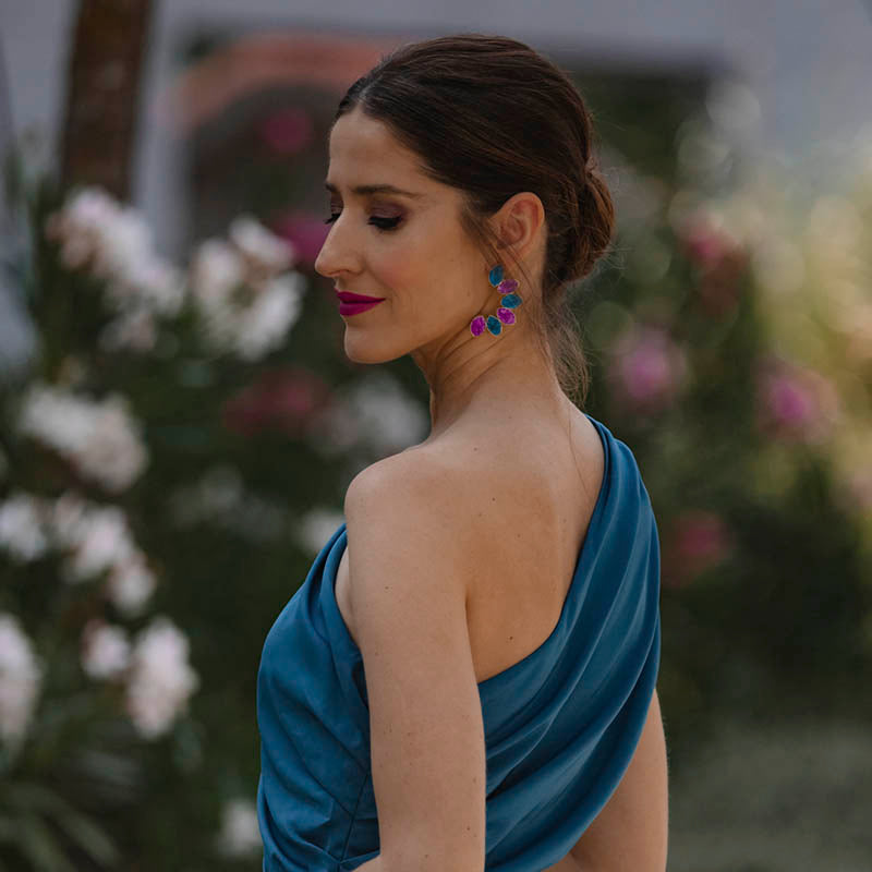 Pendientes Boreal Fucsia mo y Turquesa