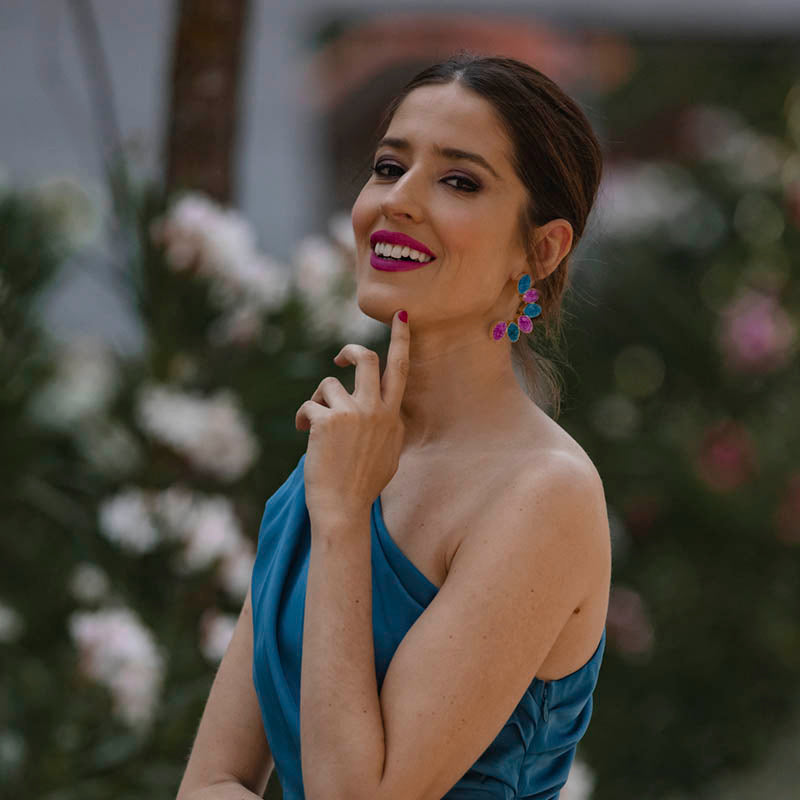 Pendientes Boreal Fucsia mo y Turquesa