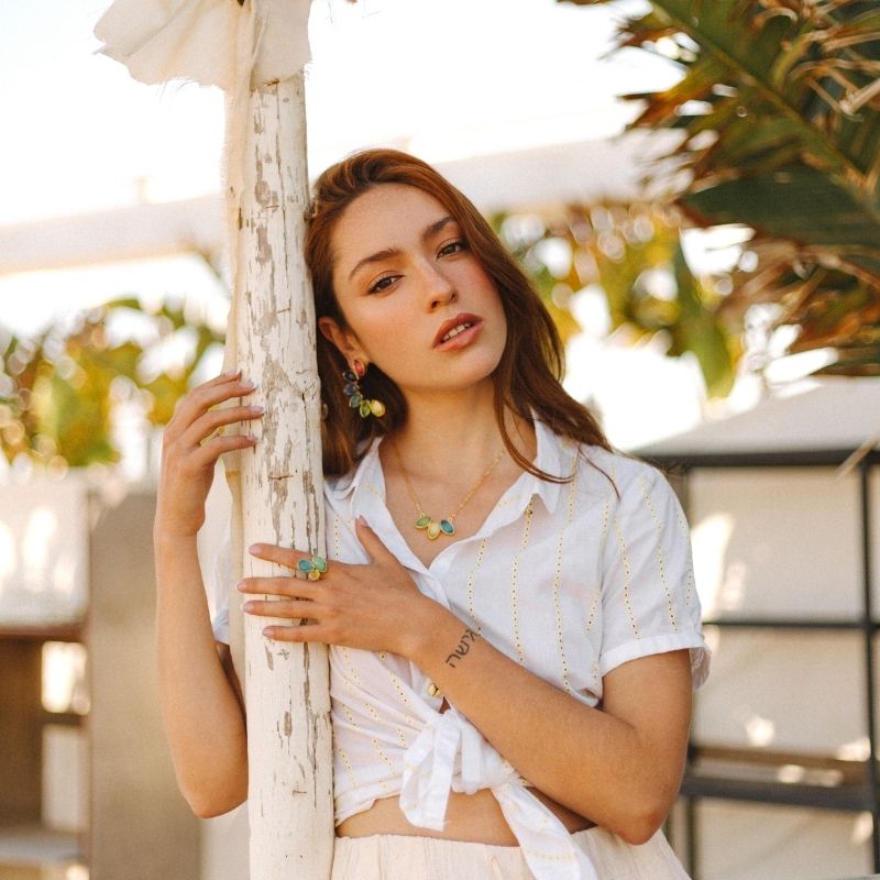 Colgante Ziba Verde, Amarillo y Turquesa