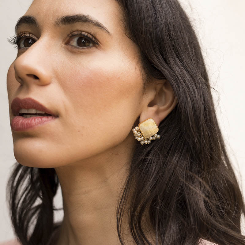 Pendientes Bosra Amarillo perlas