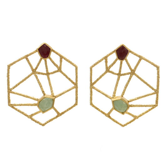 Pendientes Brac Big Rubí y Verde Agua