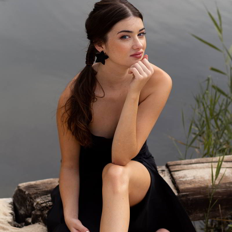 Pendientes Chitra Estrella Negro