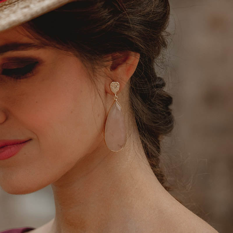 Pendientes Chloe Pulido Rosa cuarzo