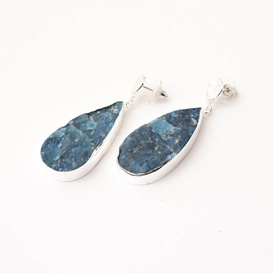 Pendientes Chloe Ed. Limitada Rough Plata Azul Apatite