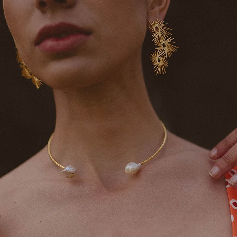 Conjunto Pendientes Ariel + Choker Olimpo Perlas