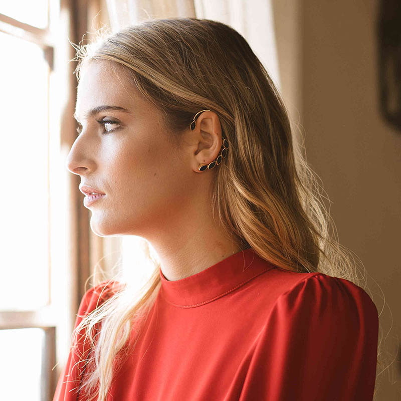 Pendientes Earcuff Cometa Drusa Negro