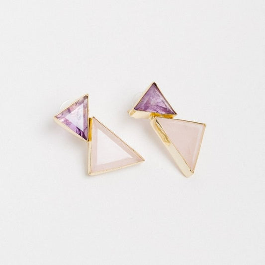 Pendientes Debod Ed. Limitada Morado Amatista y Rosa cuarzo