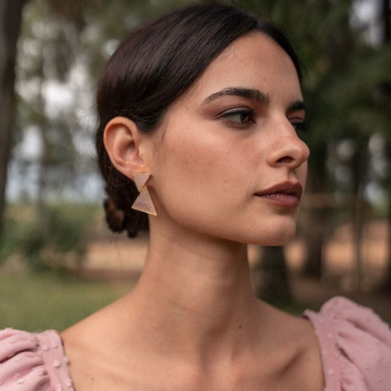 Pendientes Debod Ed. Limitada Morado Amatista y Rosa cuarzo