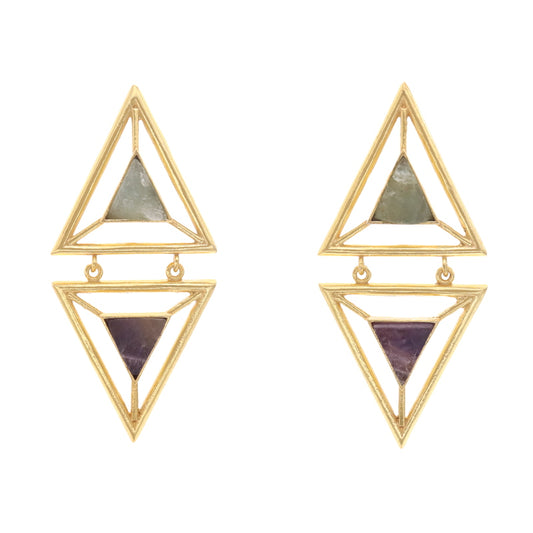 Pendientes Dendur Rough Verde agua y Morado amatista