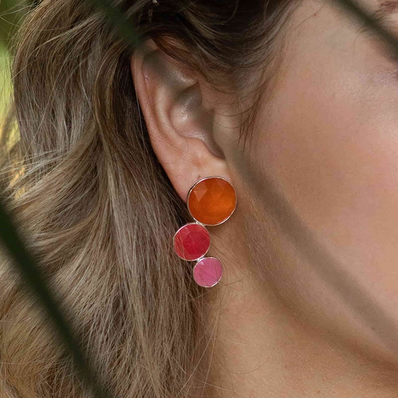 Pendientes Diana Ed. Limitada Plata Naranja, Fucsia y Rosa