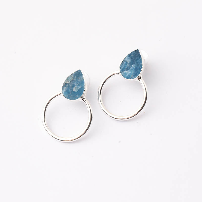 Pendientes Mini Diwa Ed. Limitada Rough Plata Azul Apatite