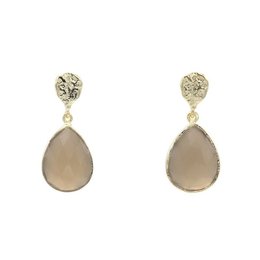 Pendientes Drop Pulido Topo Marrón
