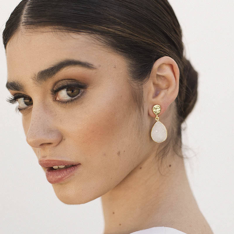 Pendientes Drop Ed. Limitada Pulido Plata Piedra Lunar