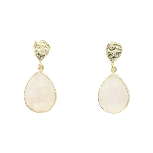 Pendientes Drop Pulido Piedra Lunar