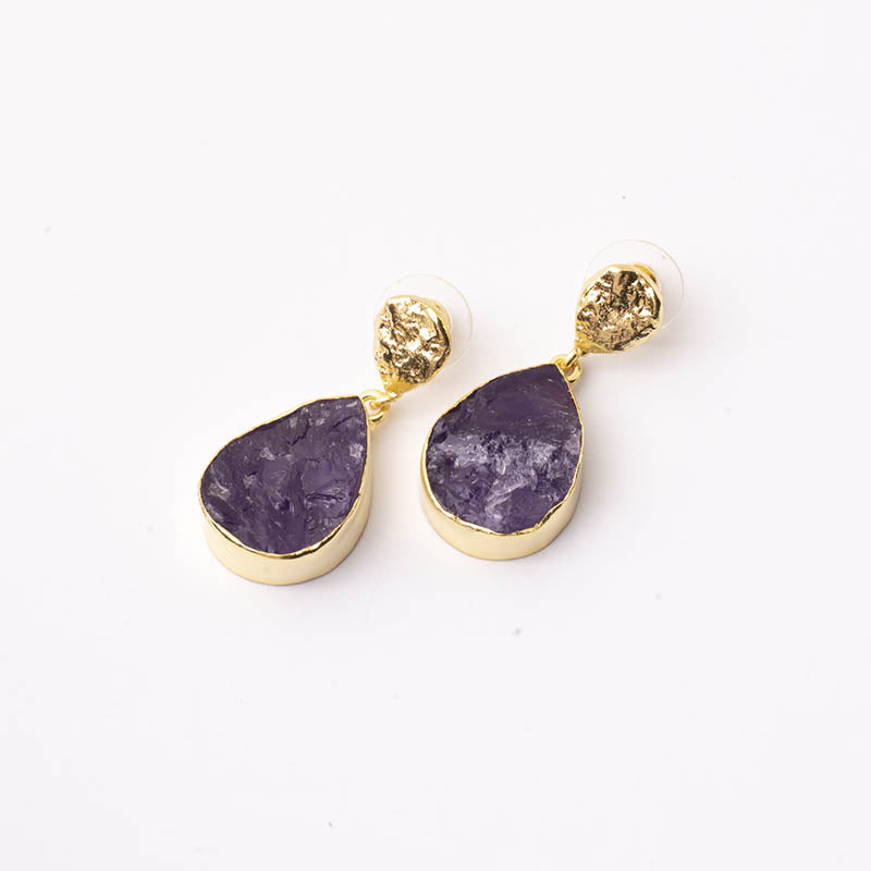 Pendientes Drop Ed. Limitada Rough Morado Amatista