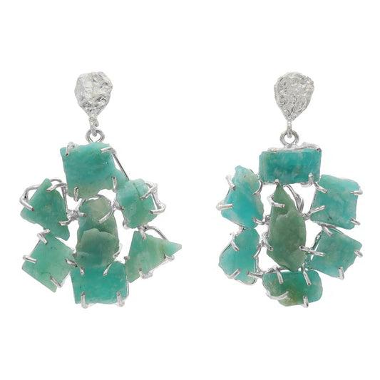 Pendientes Dunya Plata Verde agua Amazonita