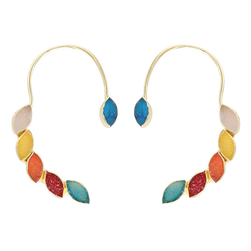 Pendientes Earcuff Cometa Drusa Multicolor Tropical