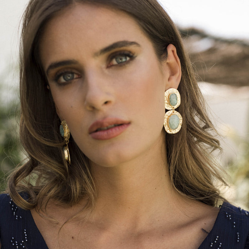 Pendientes Elenis Verde agua Amazonita