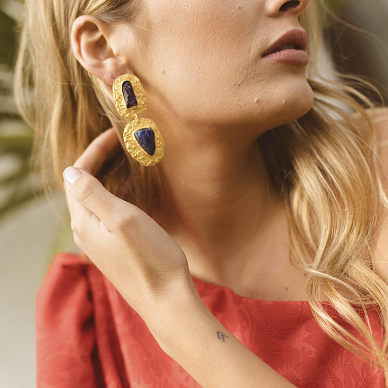 Pendientes Elenis Rough Morado Oscuro
