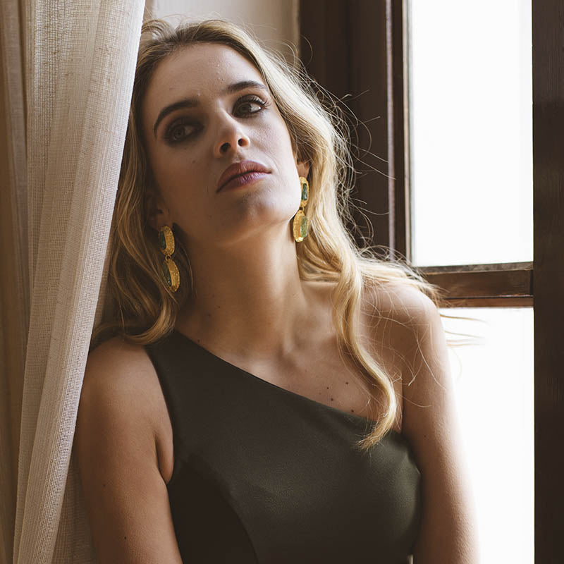 Pendientes Elenis Rough Verde