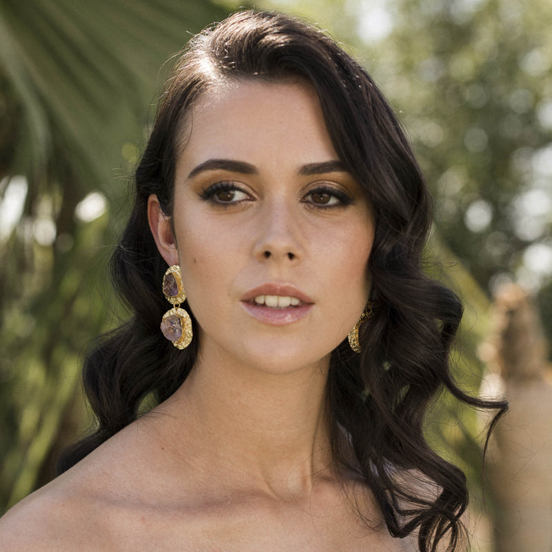 Pendientes Elenis Rough Morado Oscuro