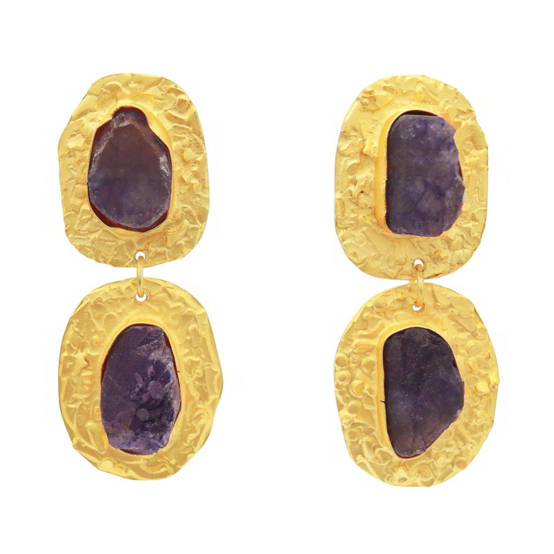 Pendientes Elenis Rough Morado Oscuro