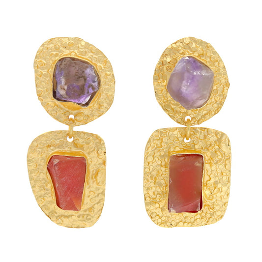 Pendientes Elenis Rough Morado y Naranja