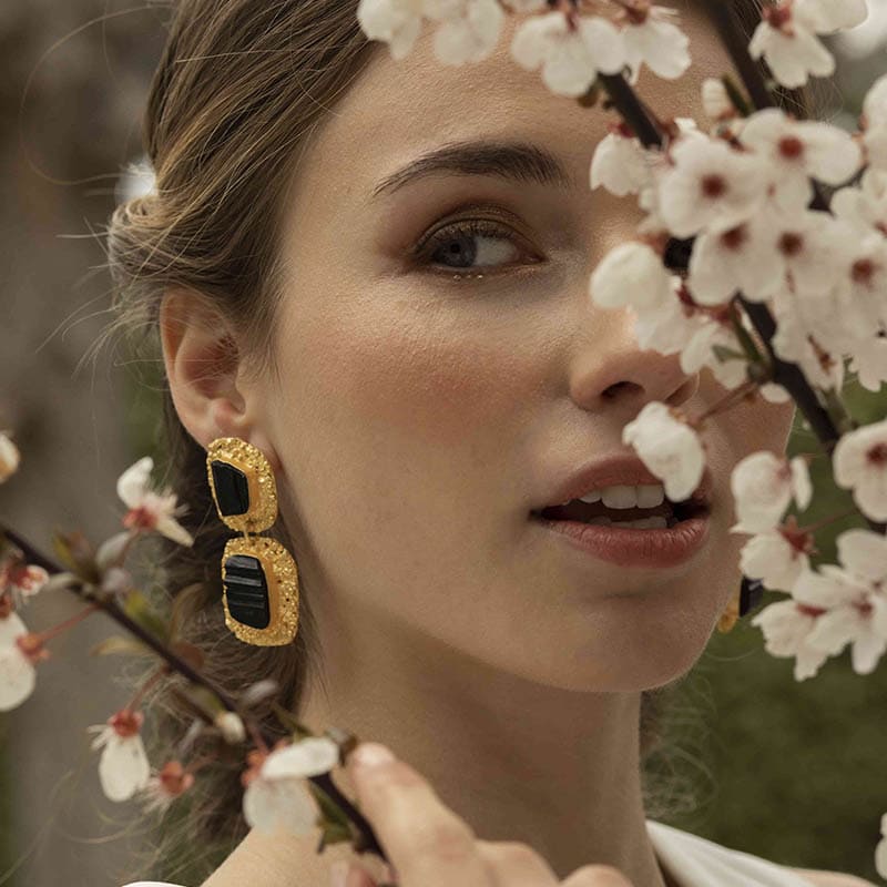 Pendientes Elenis Rough Negro