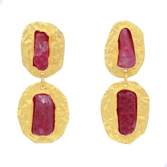 Pendientes Elenis Rough Burdeos Rosado