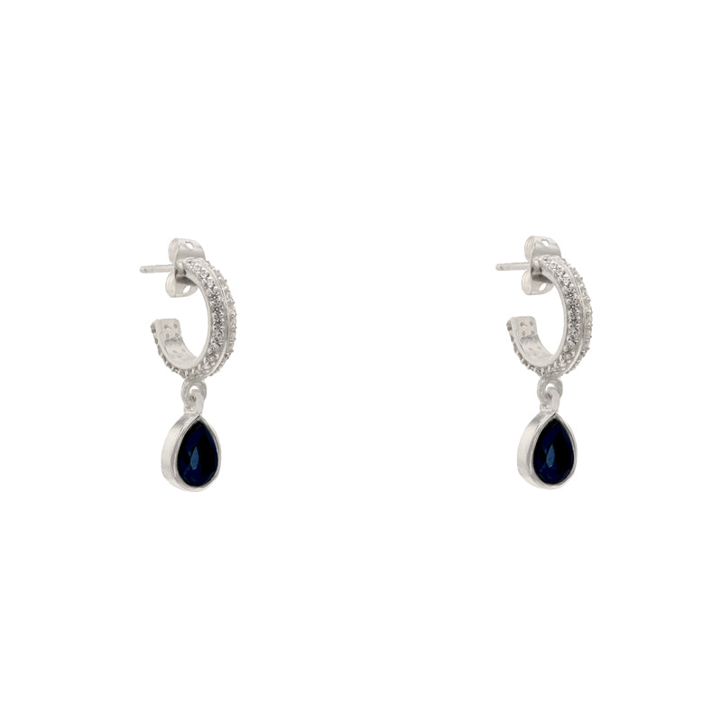 Pendientes Aros Eyre Plata Azul Oscuro