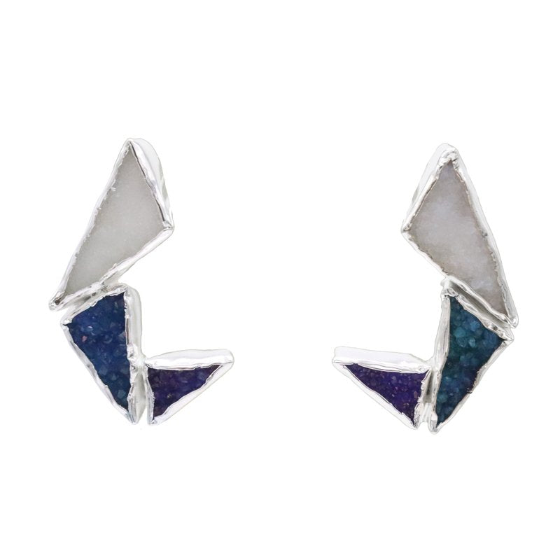Pendientes Fénix Plata Blanco y Azules