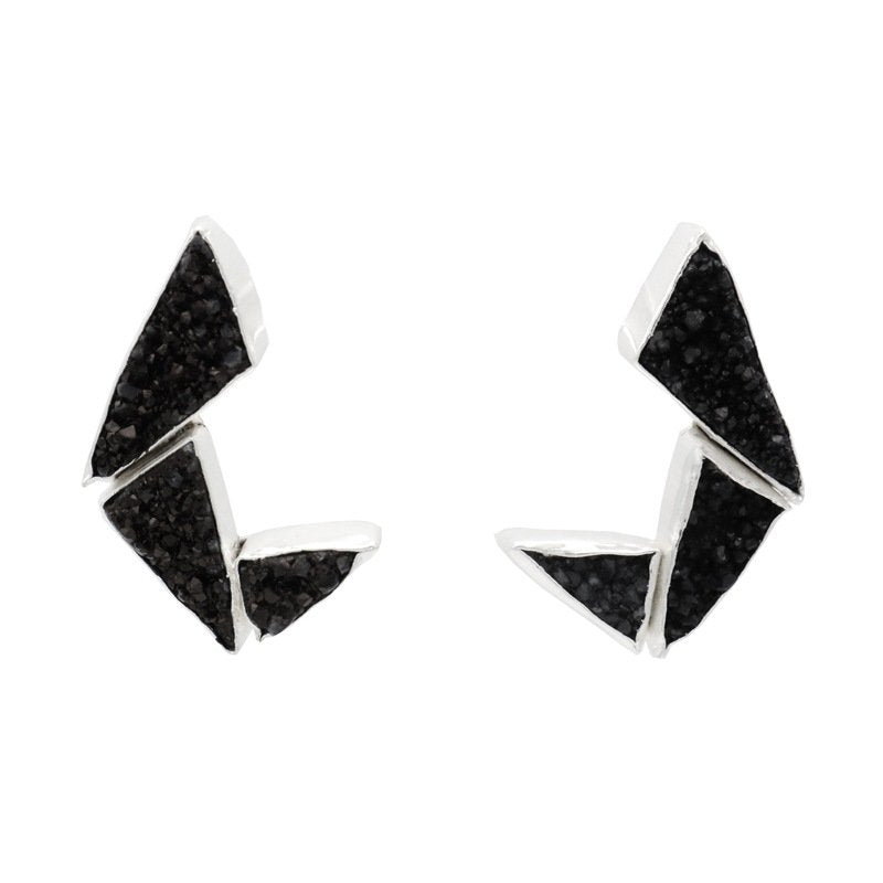 Pendientes Fénix Plata Negro