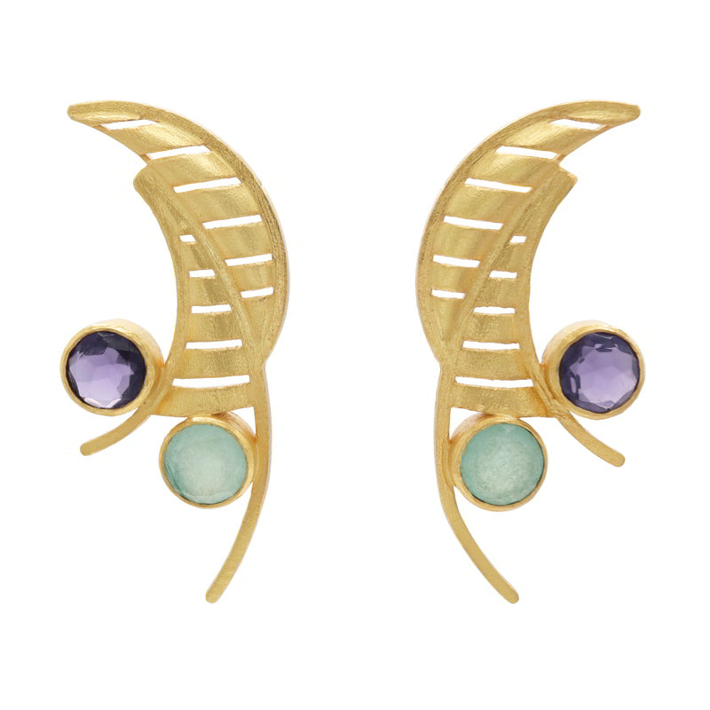 Pendientes Gaman Morado y Verde agua