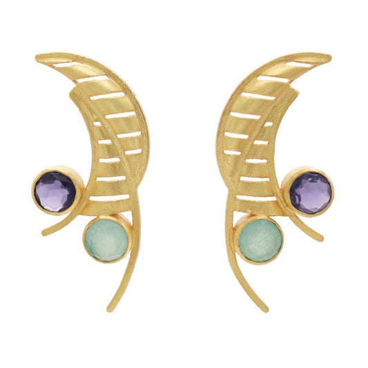 Pendientes Gaman Morado y Verde agua