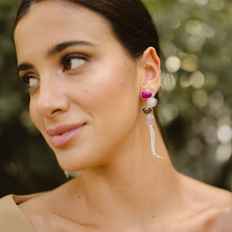 Pendientes Geniqui Plata Rosas