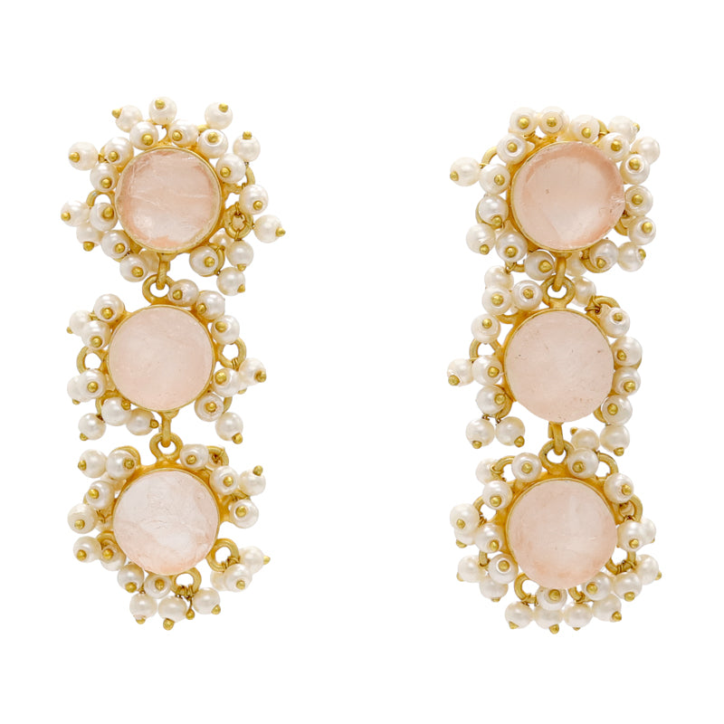 Pendientes Goran Rosa Cuarzo