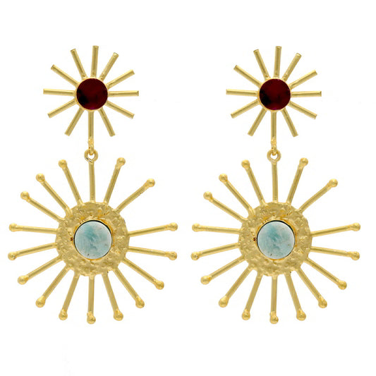 Pendientes Grimsby Rubí Oscuro y Amazonita