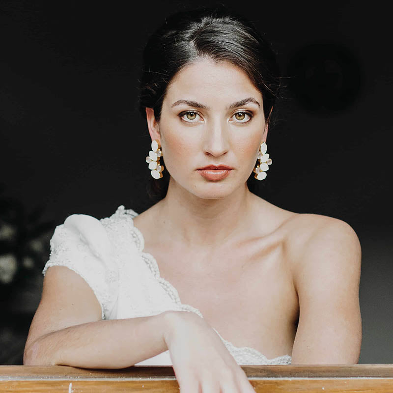 Pendientes Hali Drusa Blanco y Rosa claro