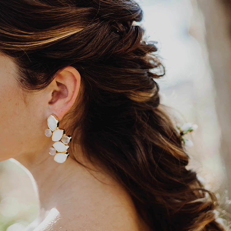 Pendientes Hali Drusa Blanco y Rosa claro