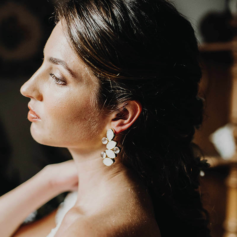 Pendientes Hali Drusa Blanco y Rosa claro