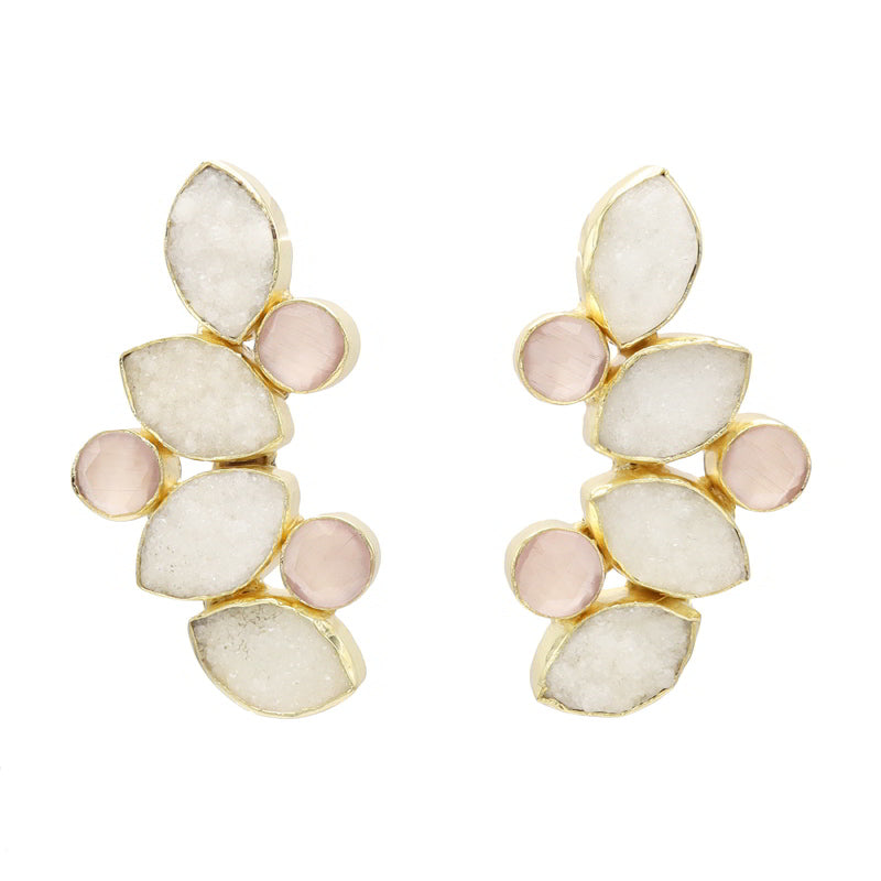 Pendientes Hali Drusa Blanco y Rosa claro