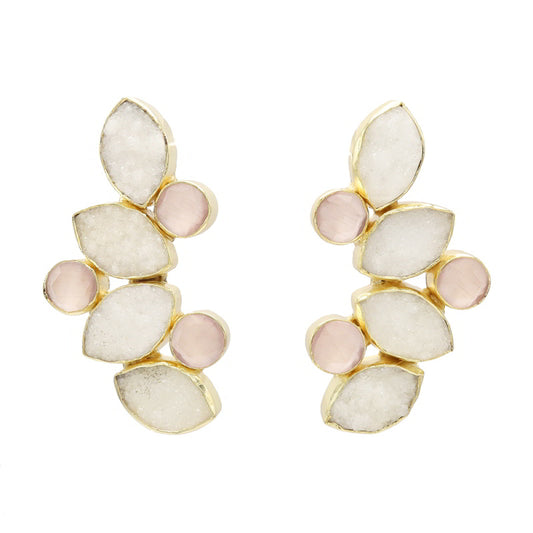 Pendientes Hali Drusa Blanco y Rosa claro