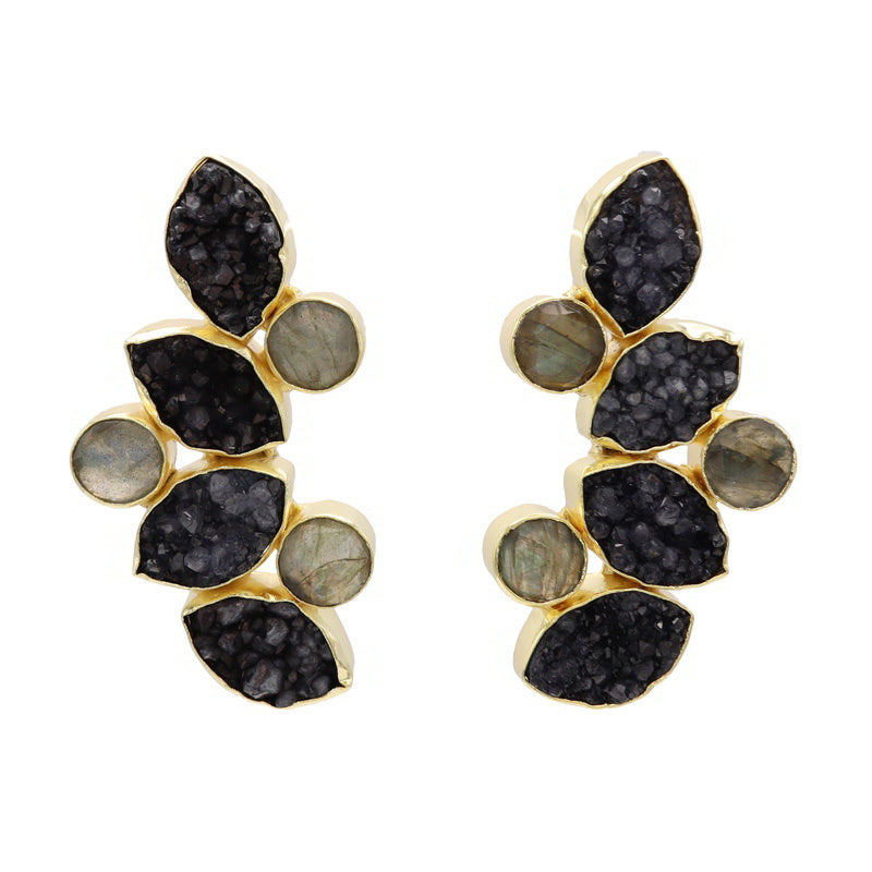 Pendientes Hali Drusa Negro y Labradorita