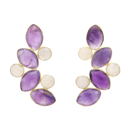 Pendientes Hali Morado Amatista y Piedra Lunar