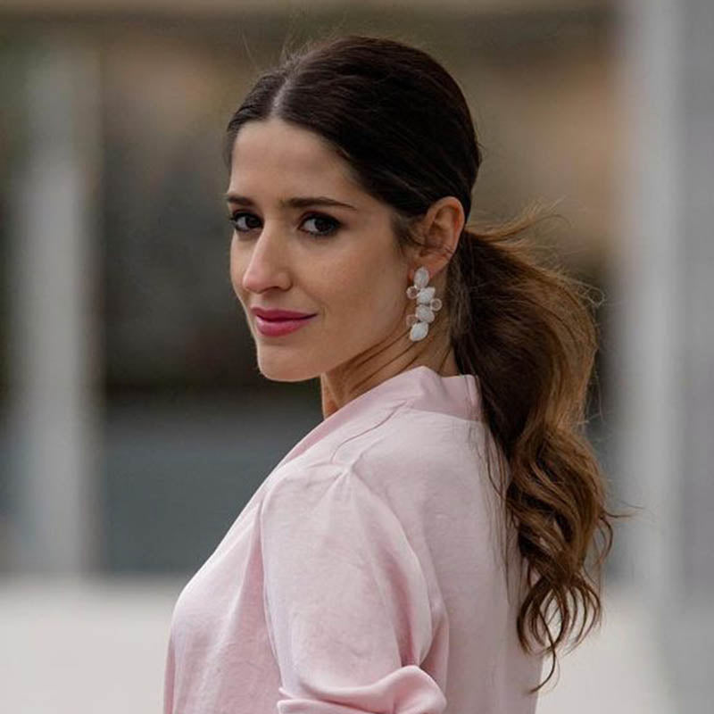 Pendientes Hali Plata Piedra Lunar y Rosa cuarzo