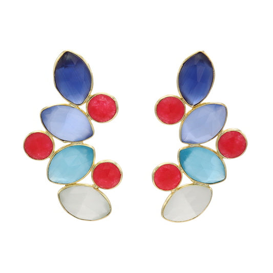 Pendientes Hali Pulido Azules. Blanco y Rubi