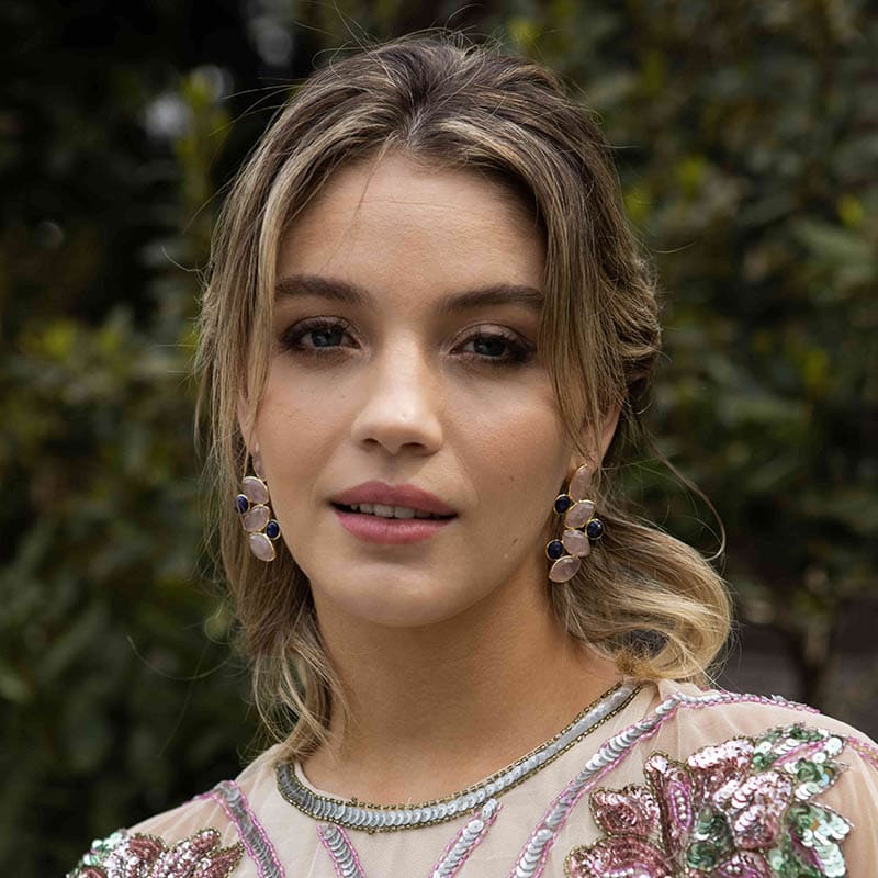 Pendientes Hali Pulido Rosa cuarzo y Azul Lapislazuli