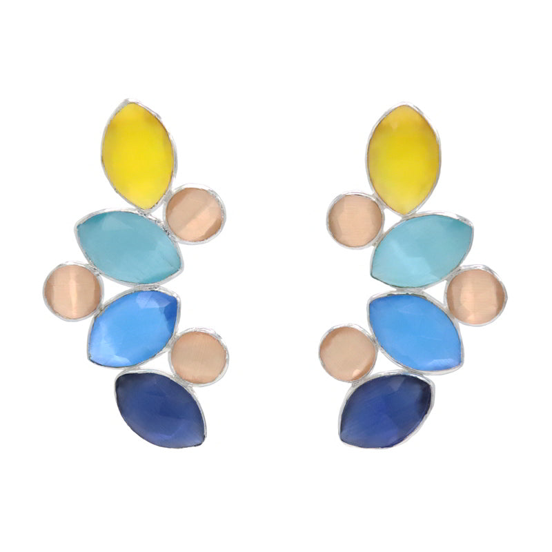 Pendientes Hali Pulido Plata Mostaza y Azules